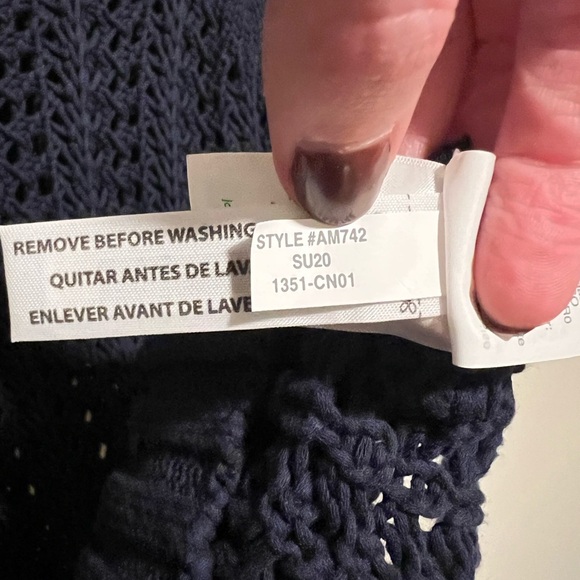 J. Crew Wide-Neck Beach Sweater with Pointelle Stitch Navy Size Small - Picture 7 of 7